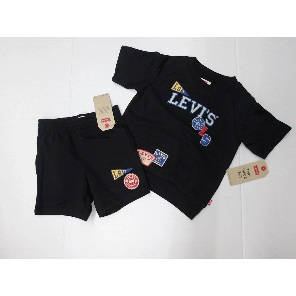 Levi's Kids Black Short Sleeve T Shirt‎ and Shorts Set Graphic Size 2T /#2689